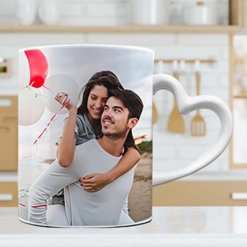 Taza de Cerámica con Asa de Corazón Personalizada con Foto