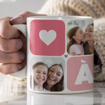 Taza de Cerámica Personalizada "MAMÁ" con Fotos